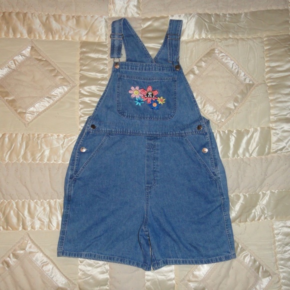 Big Dogs Denim - Denim Jean Short Overalls Embroidery